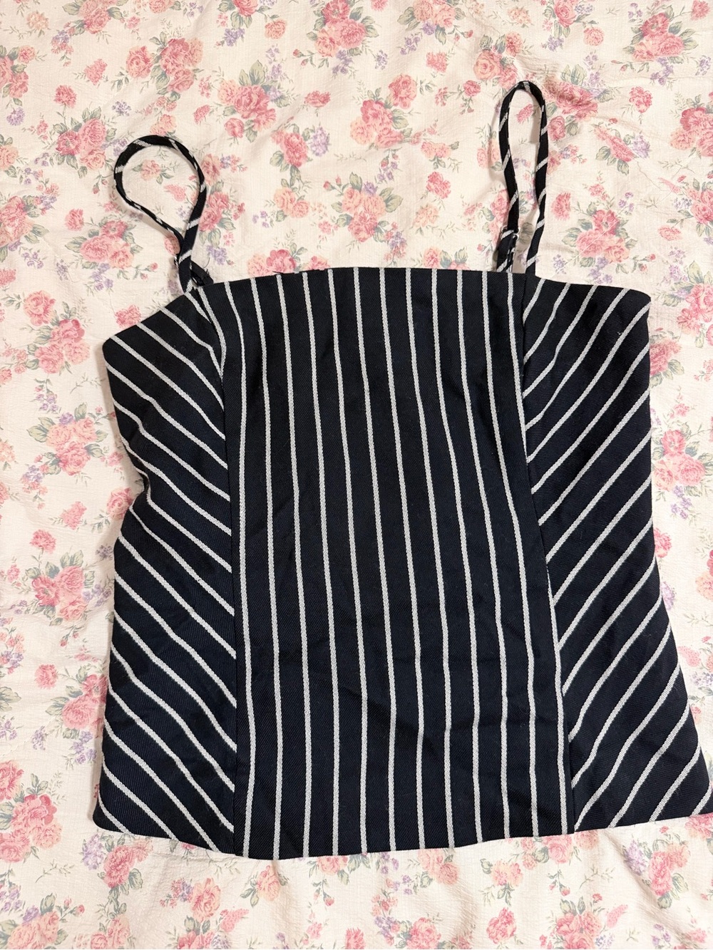 Black & White Striped Spaghetti Strap Tank Top